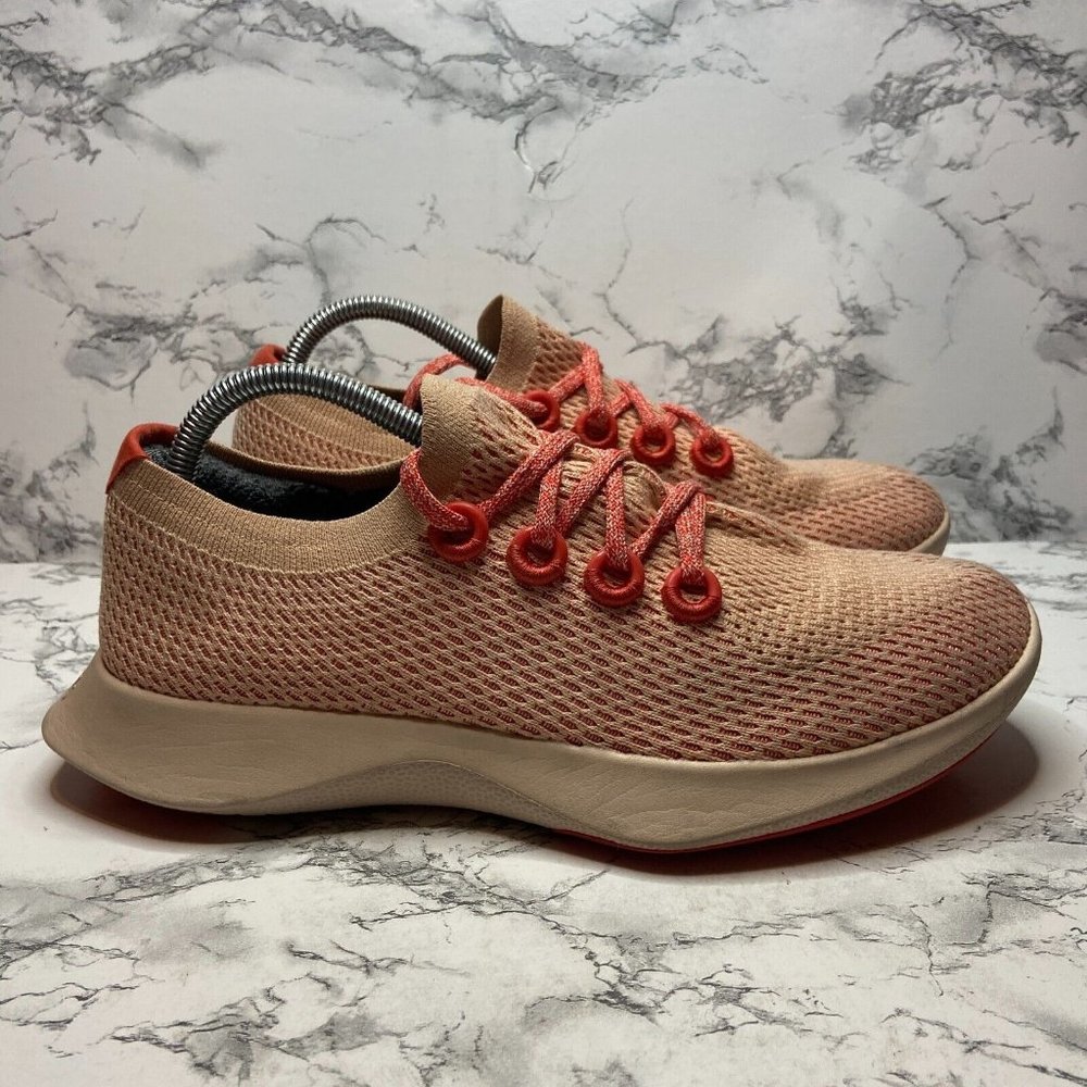 Allbirds Men 9.5 Tree Dasher Shoe Coral Pink Sneaker Lace Up Athletic Active Gym - Picture 1 of 9